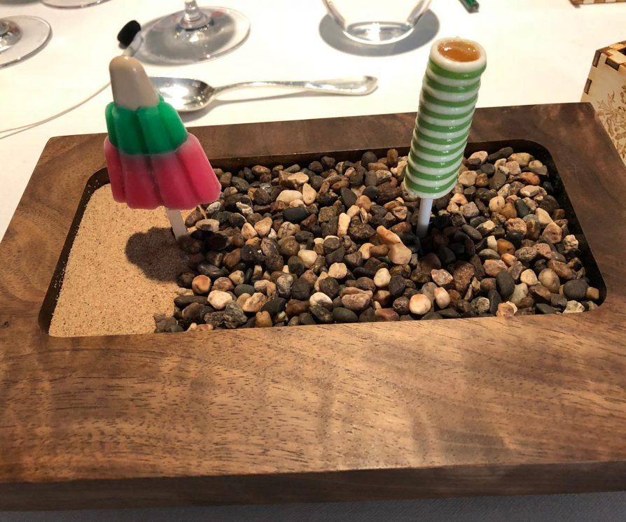 A shot of two ice-creams in the Fat Duck, Heston Blumenthal's restaurant.