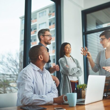 Photo of a group of colleagues having a discussion