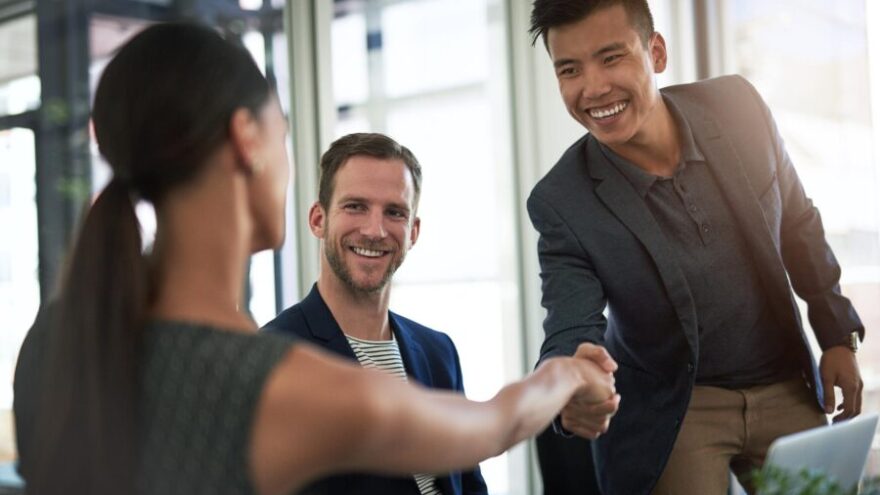 Professionals shaking hands