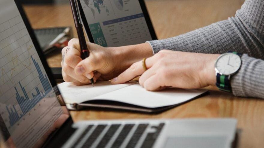 Woman taking notes
