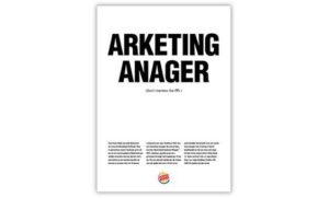 A photo of a Burger King advert, with the words 'arketing anager' on it.