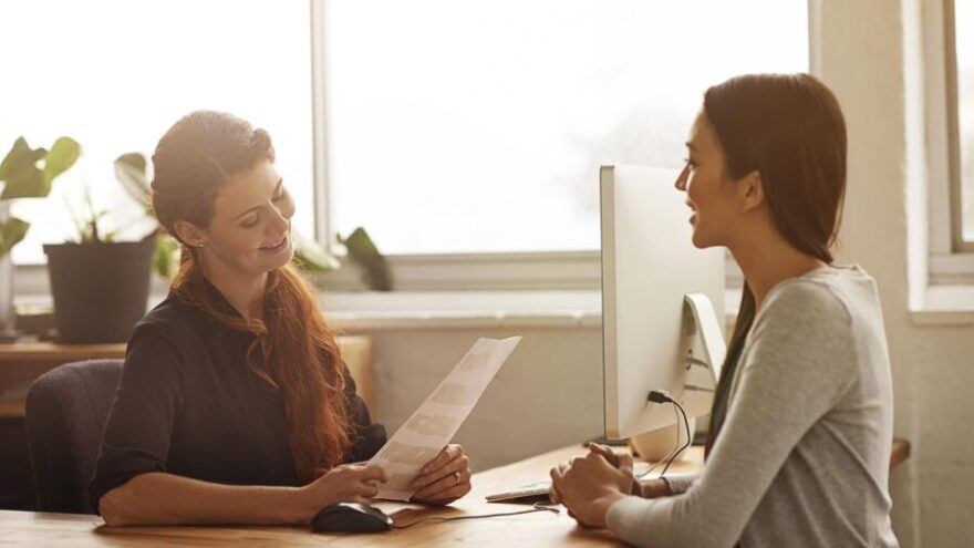 Two women talking