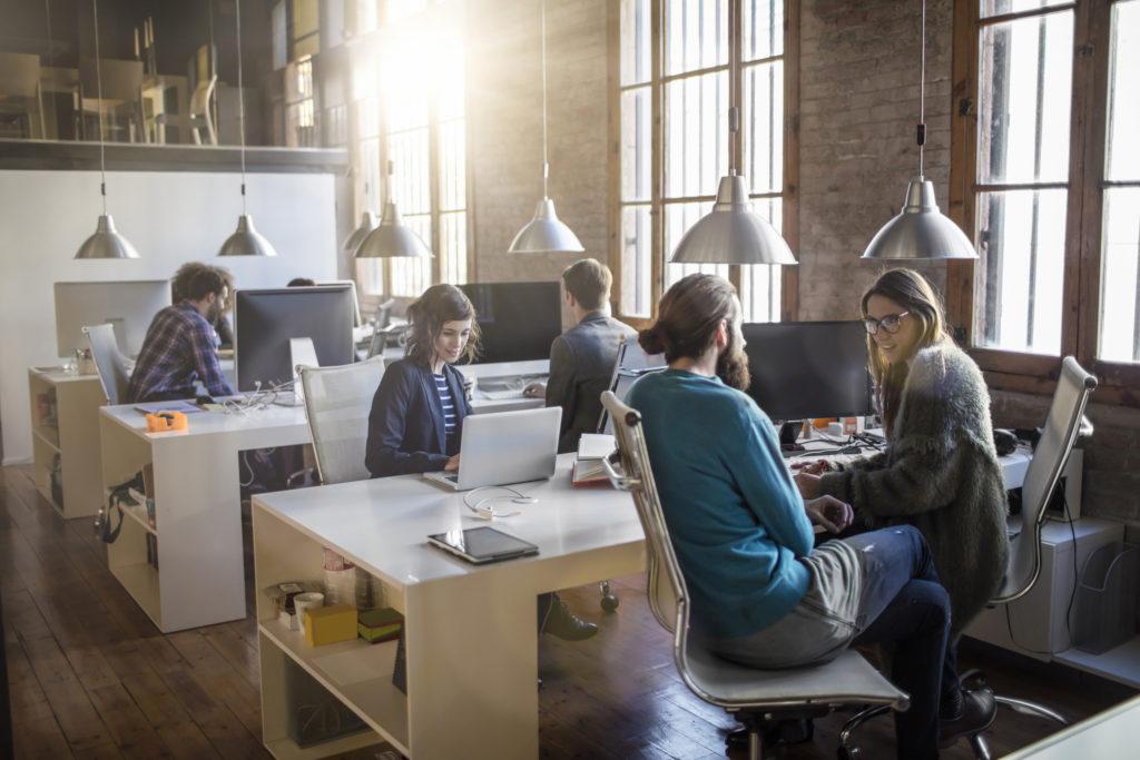 people working in an office, open-plan 