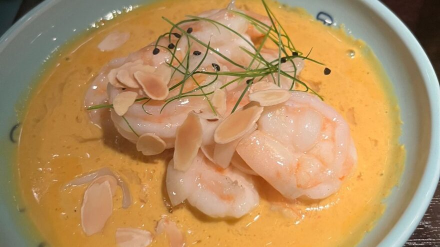 A seafood dish being served at Hakkasan restaurant