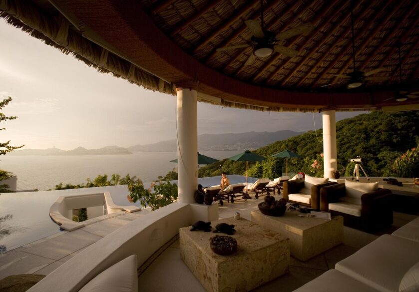 outlook from villa on to pool and ocean
