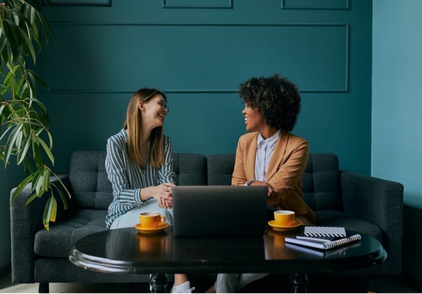two women meeting