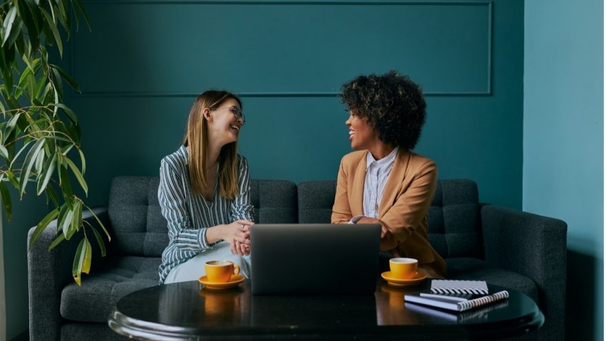 two women meeting