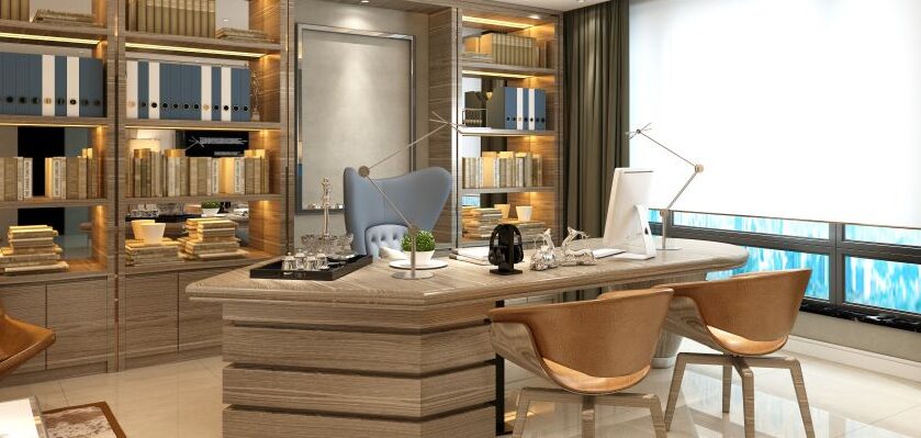 Interior of a luxury private office.