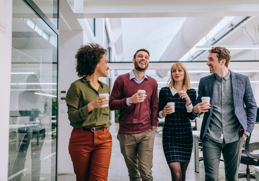 Group of coworkers having a coffee break