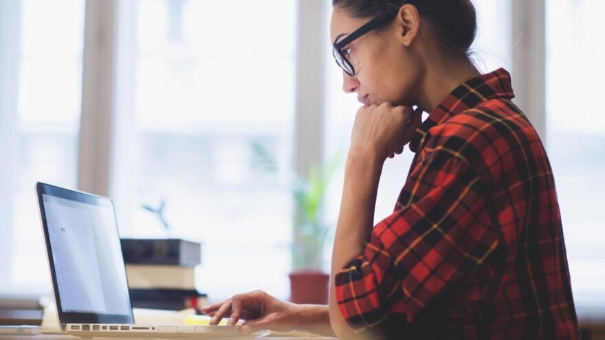 Woman working on her laptop