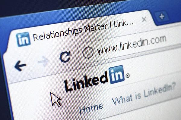 A closeup shot of a LinkedIn profile on a desktop computer.