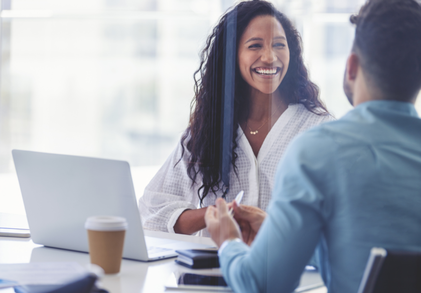 Smiling woman in office
