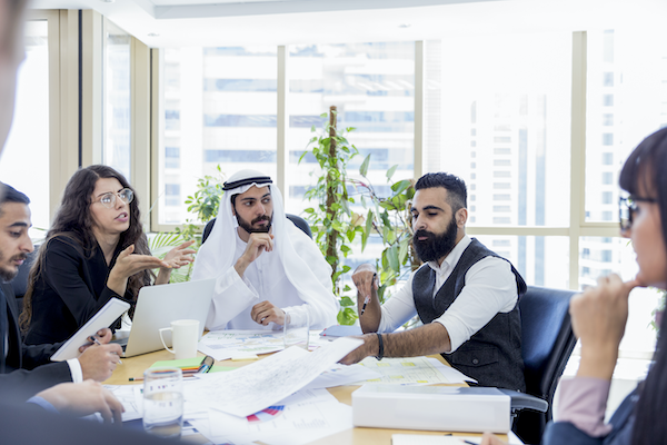 professional team in office meeting